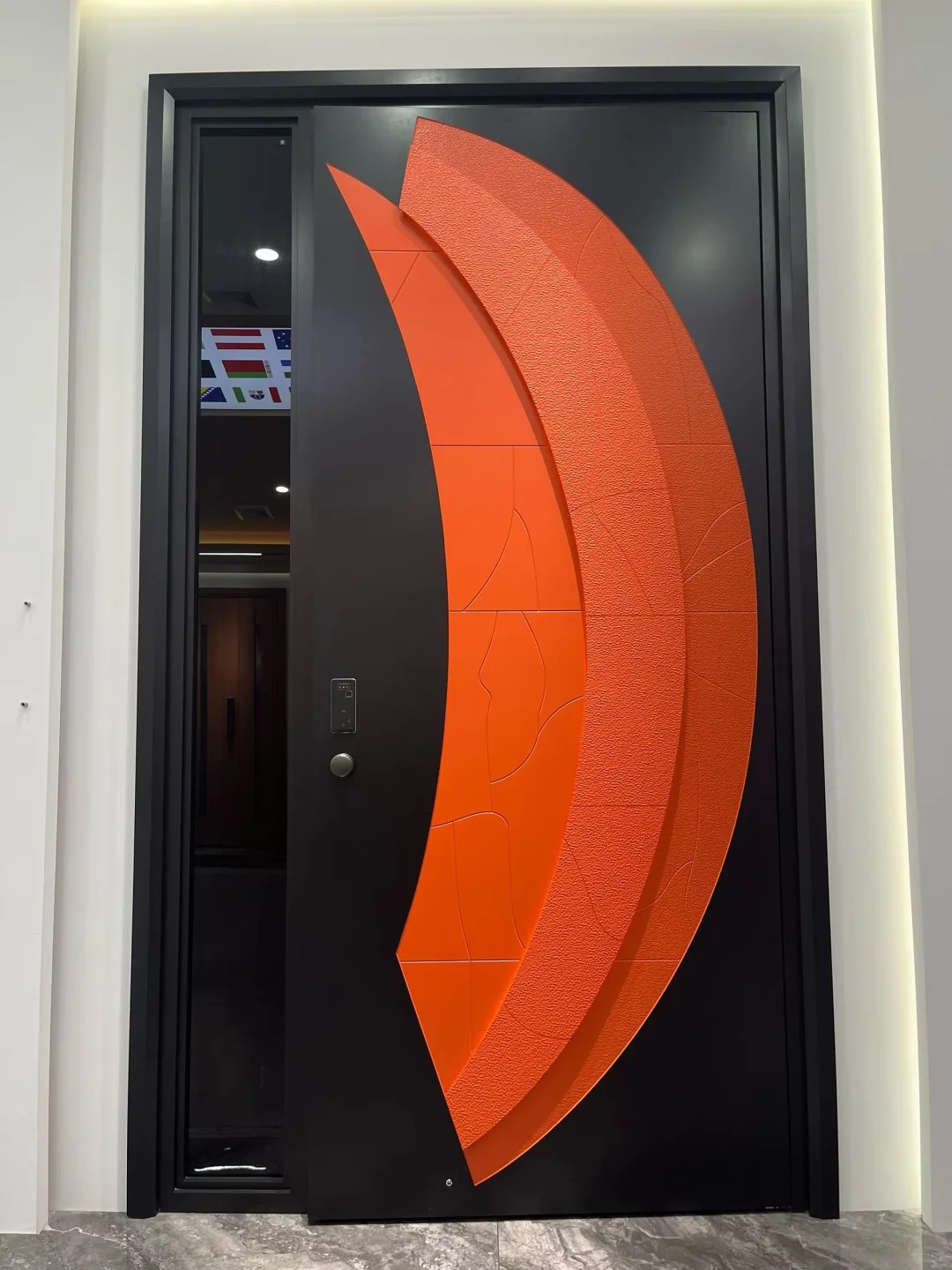 Orange-3D-Sculpture-Sidelight-Entrance-Door