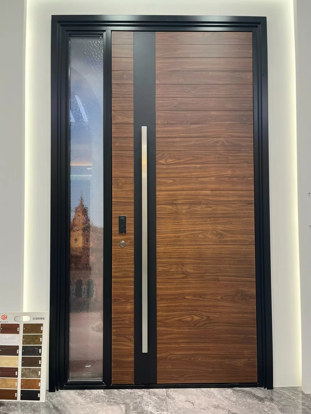 Side-Glass-Wood‑grain-Entrance-Door