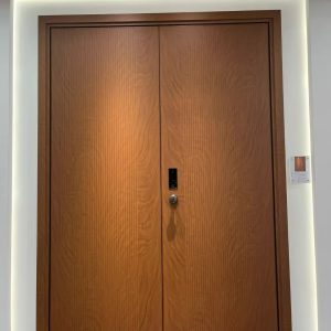 Wood‑grain-Fluted-Double-Leaf-Entrance-Door